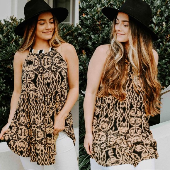 NEW Free People Mimi Halter Tunic Top Boho Black - Picture 6 of 8